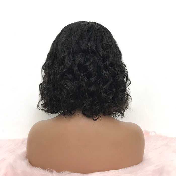 14 inches Invisible Knots Brazilian Curly Bob 13"x4" Frontal Lace Wig