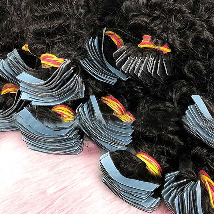 Afro-textured Kinky Curly Tape In Remy Hair Extensions