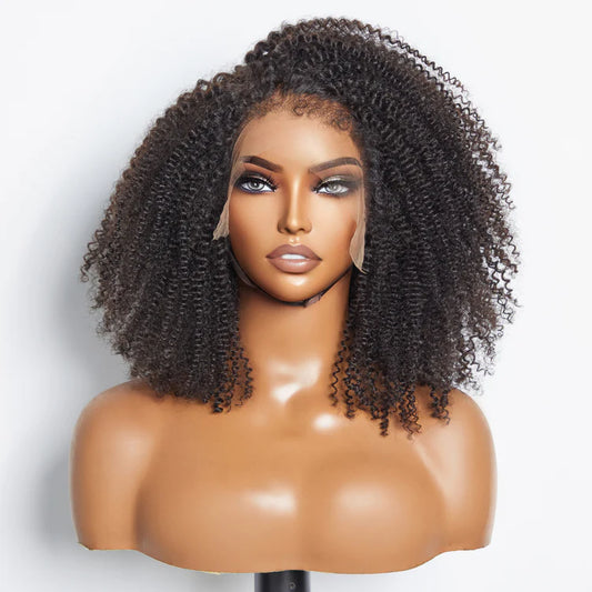 16 Inches 13"x4" Afro Kinky Curly 4C Edge Lace Frontal Wig