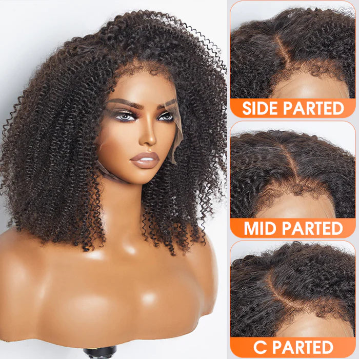 16 Inches 13"x4" Afro Kinky Curly 4C Edge Lace Frontal Wig