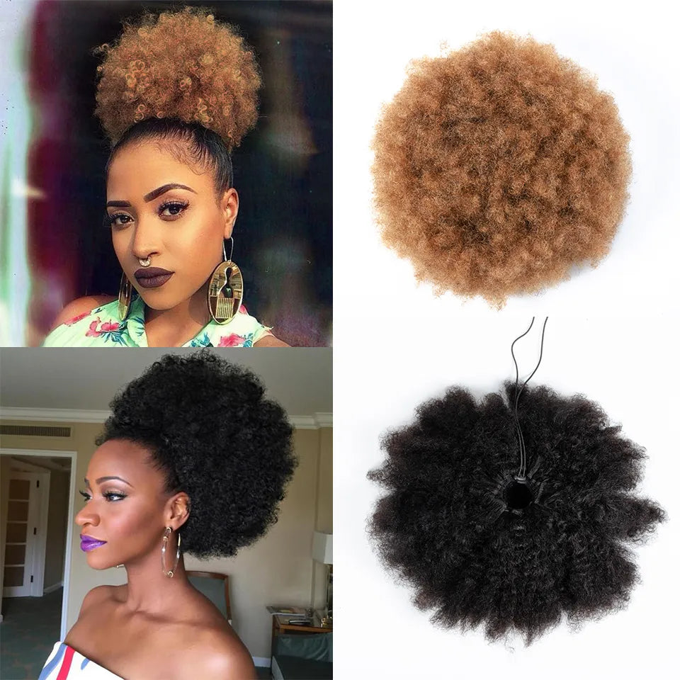 8 Inch Afro Kinky Curly Brazilian Remy Human Hair Drawstring Ponytail