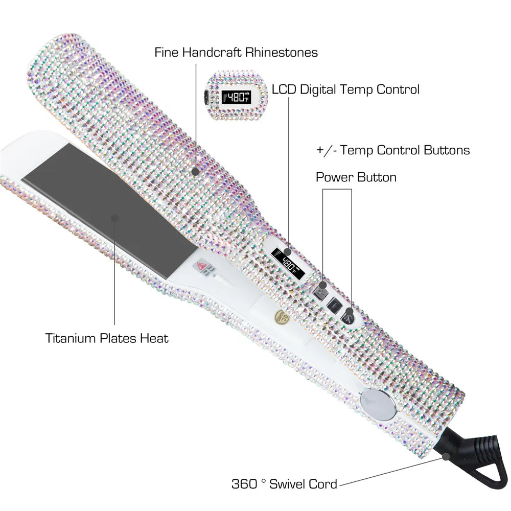 .Rhinestone Titanium Hair Flat Iron