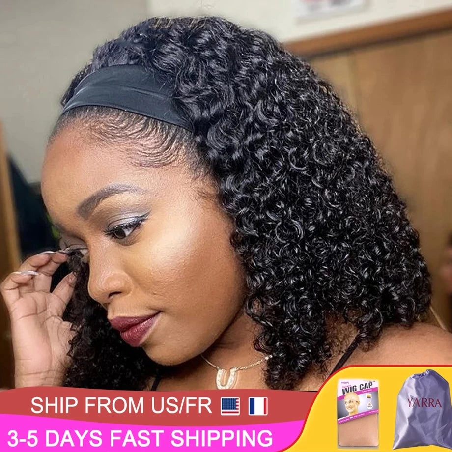 Kinky Human Hair Mongolian Headband Wig