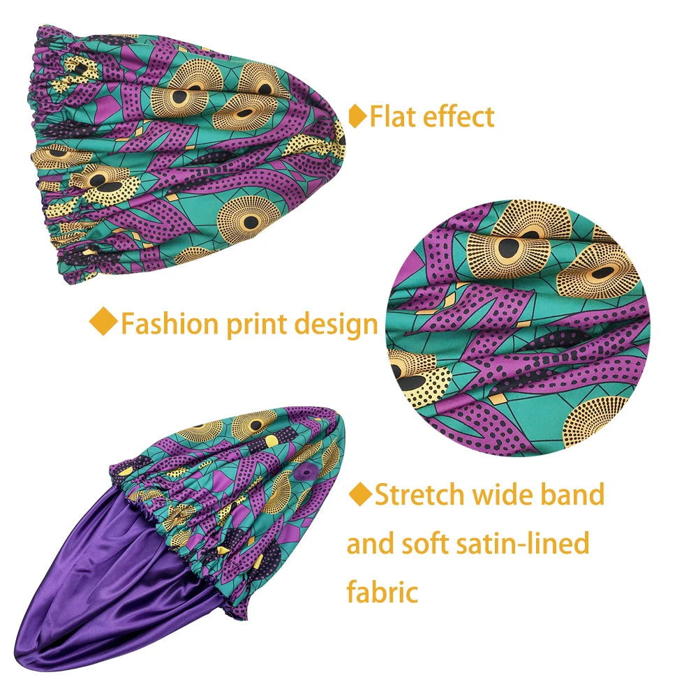 African Print Satin Lined Bonnet