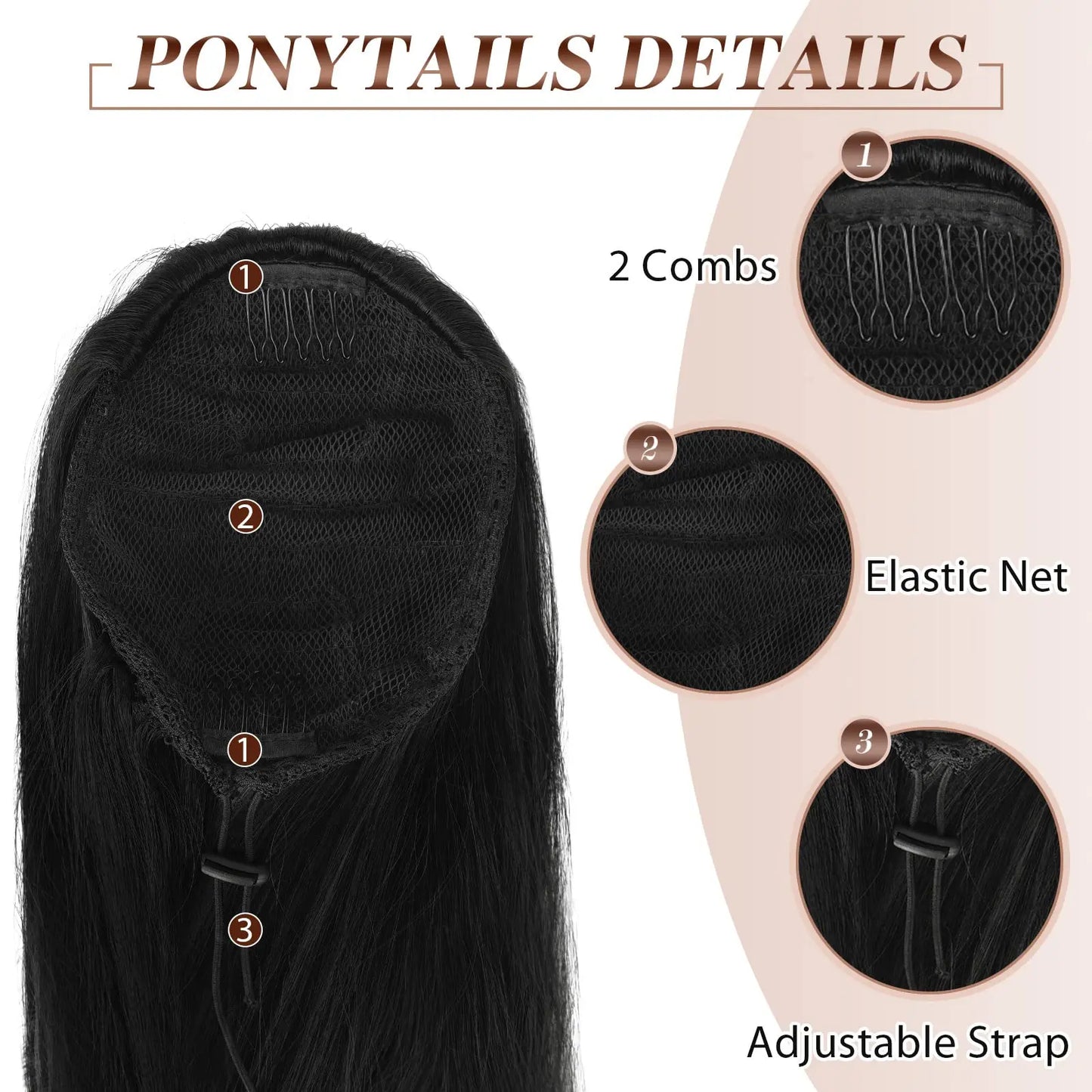 Straight Drawstring Ponytail Human Hair