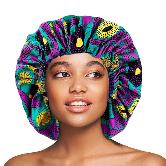 African Print Satin Lined Bonnet